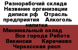 Разнорабочий склада › Название организации ­ диписи.рф › Отрасль предприятия ­ Алкоголь, напитки › Минимальный оклад ­ 17 300 - Все города Работа » Вакансии   . Карачаево-Черкесская респ.